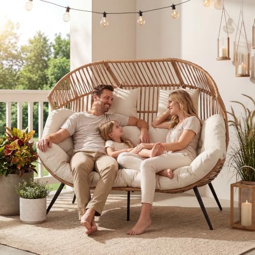 Vongrasig Wicker Double Egg Chair PE Rattan - Image 7
