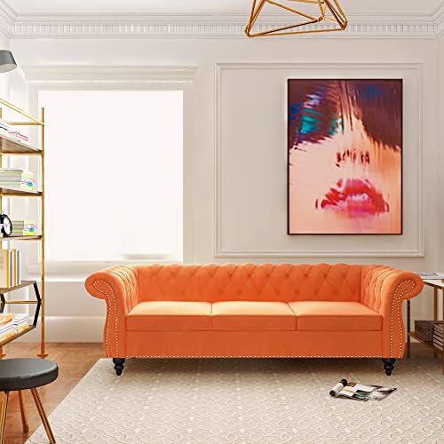 ORRD Chesterfield Sofa Velvet, Modern Tufted Couch 3 Seater - Image 5