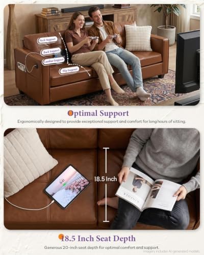 Brown Leather 3-Piece Sofa Set - Image 5