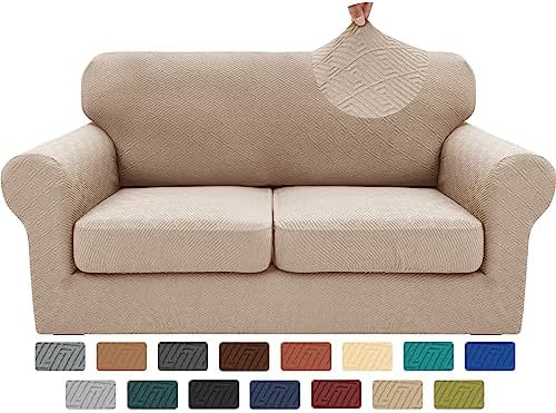 XINEAGE 3-Piece Stretch Loveseat Sofa Cover, Washable Couch Covers by XINEAGE