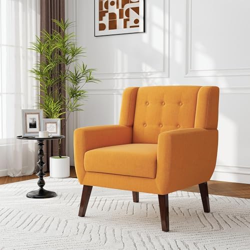Accent Chair, Upholstered Armchair in Linen by Blissabod