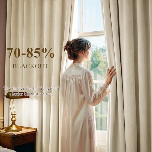 StangH Beige Velvet Drapes Back Tab Privacy - Image 3