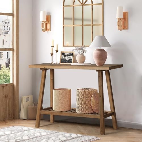 HOKYHOKY Reclaimed Solid Wood Console Table, 43.3" Farmhouse Entryway Table by HOKYHOKY