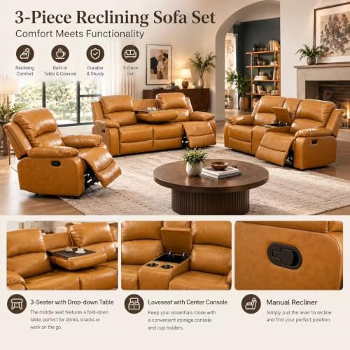 Manual Reclining Couch Sofa Set - Image 5
