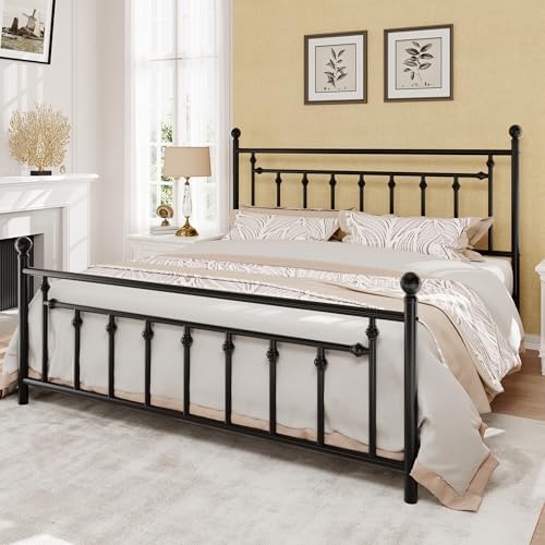 SHA CERLIN 14" King Size Metal Platform Bed Frame/Victorian Headboard and - Image 3