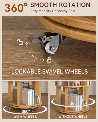 Rotating Bookshelf, 6 Tier Solid Wood Bookshelf Tower - Image 5