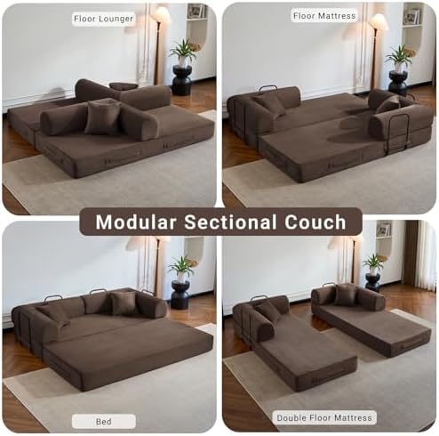 79" Convertible Futon Sofa Bed, 5-in-1 Boneless Couch - Image 5