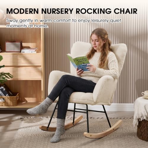 Nursery Rocking Chair, Teddy Upholstered Glider Chair - Image 3