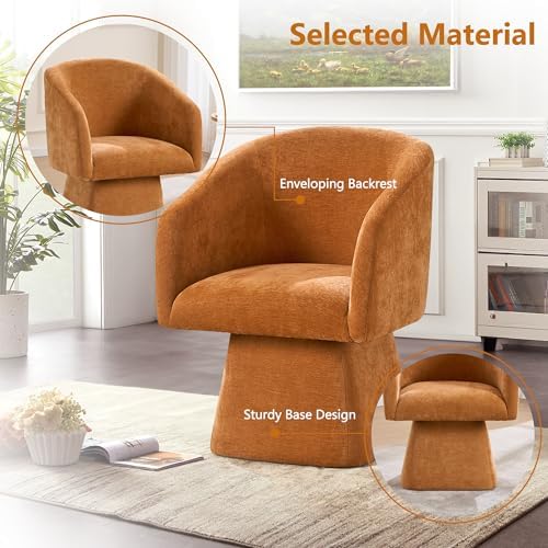 Swivel Modern Accent Chair, Luxury Fabric Upholstered Makeup Chair Comfy Barrel - Image 6