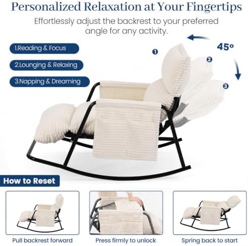Oversized Corduroy Rocking Chair - Image 3