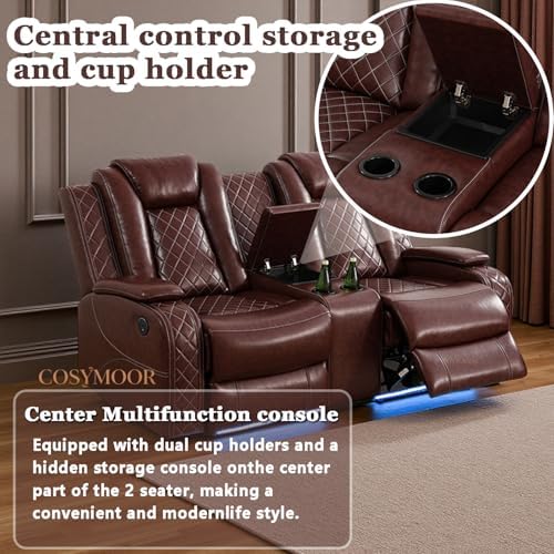 Power Reclining Loveseat with LED Light, 2 Pieces Living Room Furniture Sets - Image 4