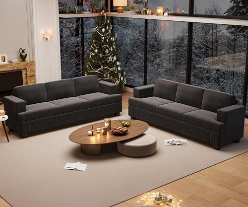 YOUDENOVA 2 Piece Set Comfy Sofa Couch, 2 3-Seater Sofa by YOUDENOVA