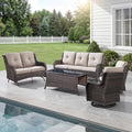 Belord 5 Piece Outdoor Wicker Furniture, Patio Swivel Rocking Chairs by Belord