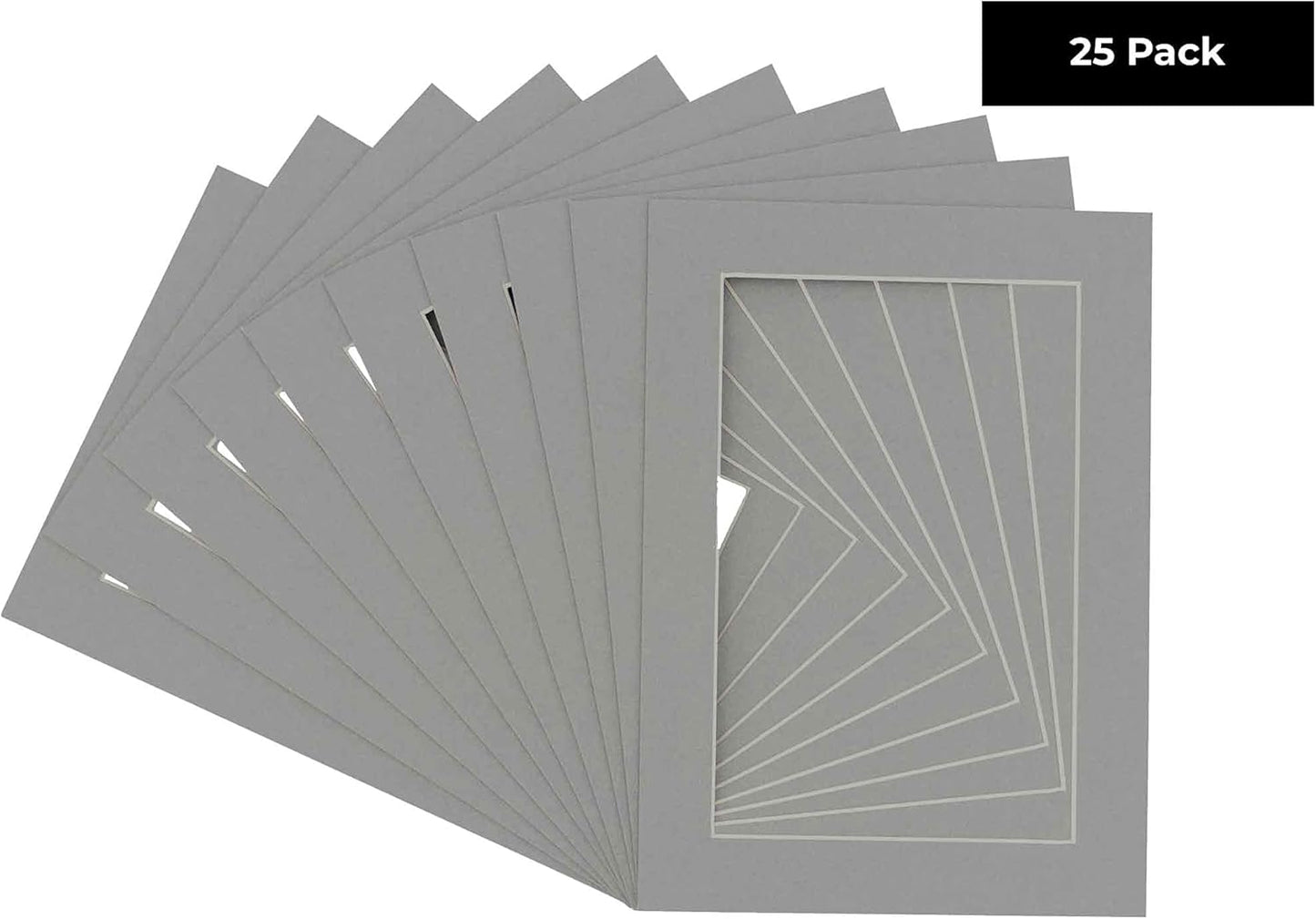 Pack of 25 Acid Free 8.5x11 Mats Bevel Cut for 7x9 Photos - Mid Grey Precut Matboards for Pictures, Photos, Framing - 4-ply Thickness