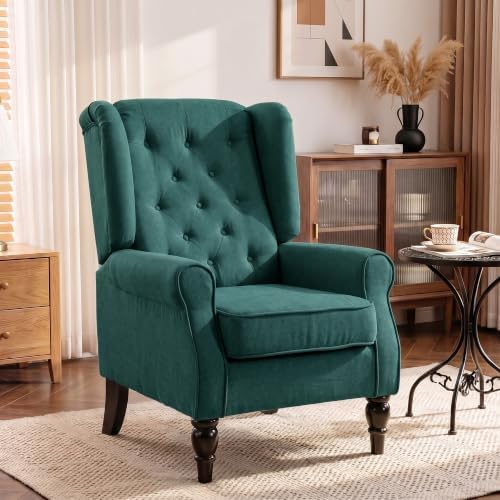 HOMCOM Comfy Accent Chair for Living Room, Wingback Armchair, Dark Green by HOMCOM