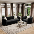 2-Piece Black Velvet Tufted Sofa Set by yunqishiHOME