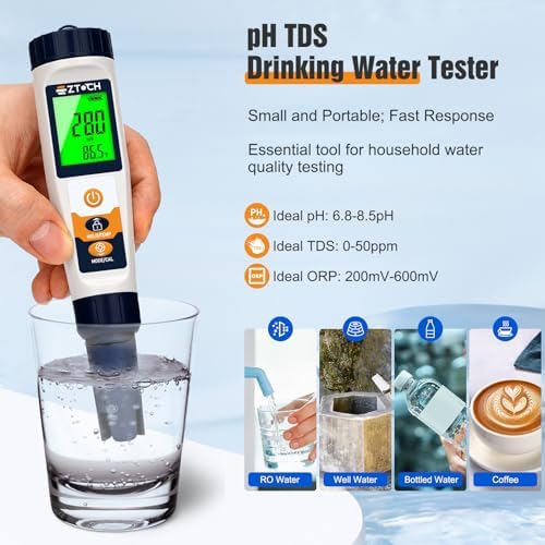 Hydrogen Water Tester pH H2 ORP Meter, Hydroponic pH TDS EC Meter, 6 in 1 - Image 3