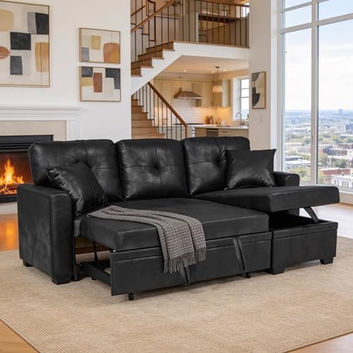 Eafurn Tufted Sectional Sleeper Sofa Pull Out Couch Bed - Image 4