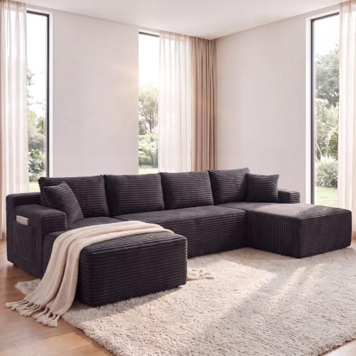 125" Modular Sectional Boneless Sofa Couch, Cloud U Shaped Couch by Easilive