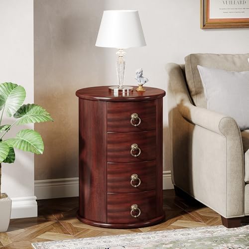 Tribesigns Solid Wood End Table, Round Side Table - Image 7