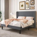 SHA CERLIN Queen Size Velvet Bed Frame, Tufted Wingback Headboard by SHACERLIN