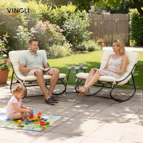 VINGLI Rocking Patio Chairs Set of 2 - Image 2