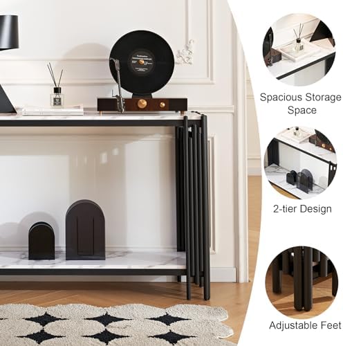 Faux Marble Console Table, Narrow Sofa Table Behind Sofa, Luxury Hallway - Image 5