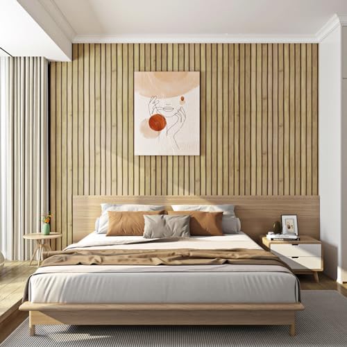 FunStick 24x394 Thick Brown Slats Wood Peel and Stick Wallpaper 3D Wood Slat - Image 3