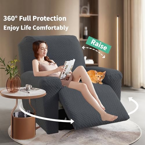 YEMYHOM 4 Pieces Stretch Recliner Slipcover Latest Jacquard Recliner Chair Cover - Image 2
