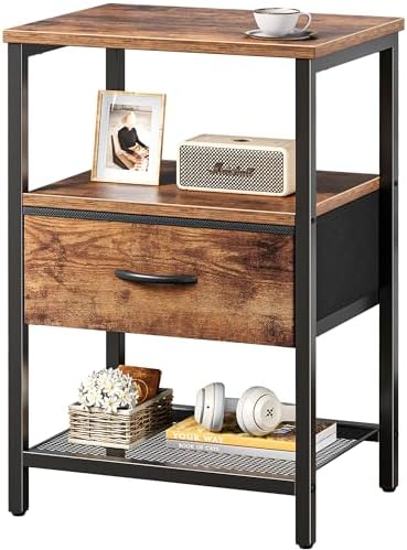 Huuger Night Stand with 2 Drawers, Bed Side Table with Open Shelf by Huuger