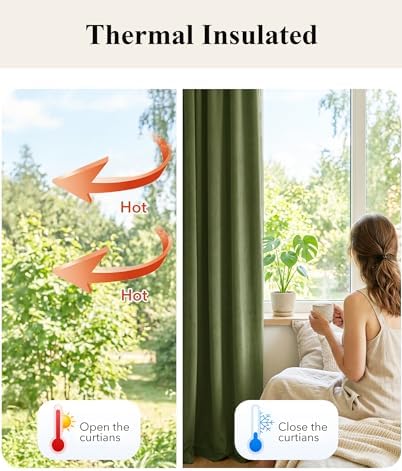 StangH Moss Green Velvet Curtains Back Tab - Image 6