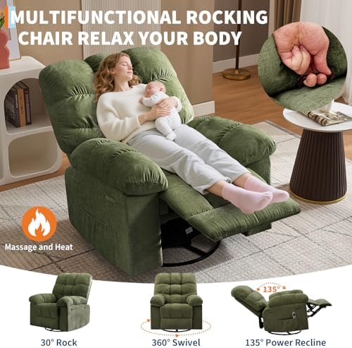 Garvee Rocking Recliner Chairs, Massage Recliner Chair - Image 4
