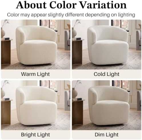 SOFTHION Swivel Accent Chair, Blend Boucle Barrel Chair - Image 6