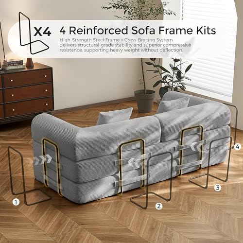 79" Convertible Futon Sofa Bed, Boneless Couch - Image 4