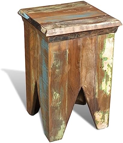 Handcrafted Reclaimed Wood Stool, Vintage Rustic Accent Side Table, Stable - Image 3
