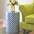Chi An Home 19.3" Capiz Checkered Drum Side Table by ChiAnHome