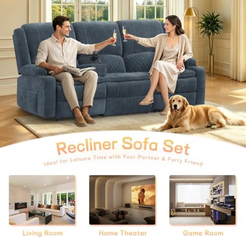 Yolsali 3 Seater Reclining Sofa, Reclining Couch Wall Hugger - Image 5