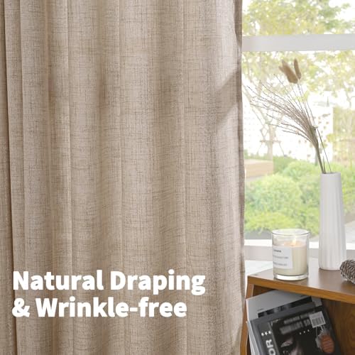 YoungsTex Oatmeal Linen Curtains 84 Inch Length - Image 4