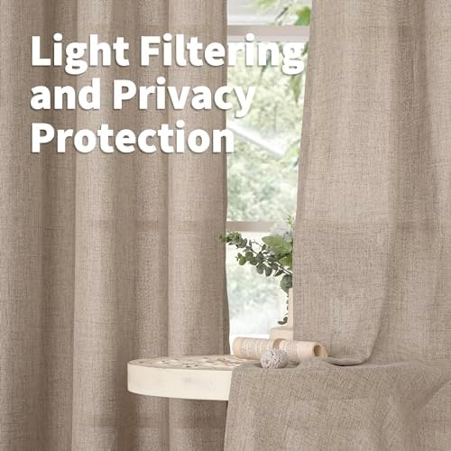 YoungsTex 90 Inch Length Linen Semi Sheer Curtains - Image 3