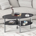 COSTWAY Glass Coffee Table, 3-Tier Sofa Side Table by COSTWAY