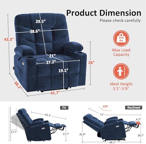 MCombo Power Lift Recliner Elderly, Fabric R7289 - Image 3