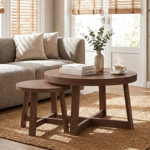 WILLIAMSPACE Round Wooden Nesting Coffee Table Set of 2 by fromNewJersey