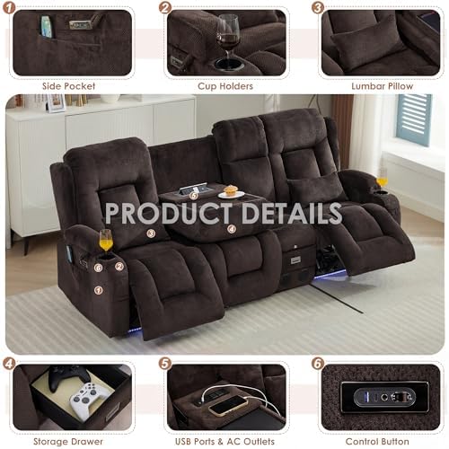 TUNYI Wall Hugger Loveseat Recliner Sofa - Image 7