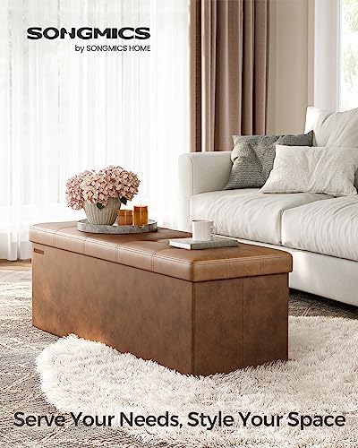 SONGMICS Storage Ottoman Bench, 43.3 Inches Folding Foot Rest Stool - Image 3