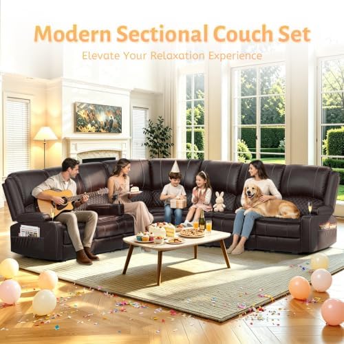 Yolsali Manual 7 Seater Reclining Sectional Sofa Set - Image 6