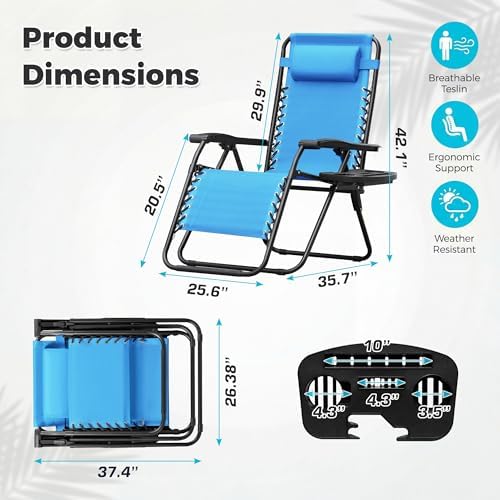 Homall Zero Gravity Chair Patio Folding Lawn Camp Reclining - Image 3