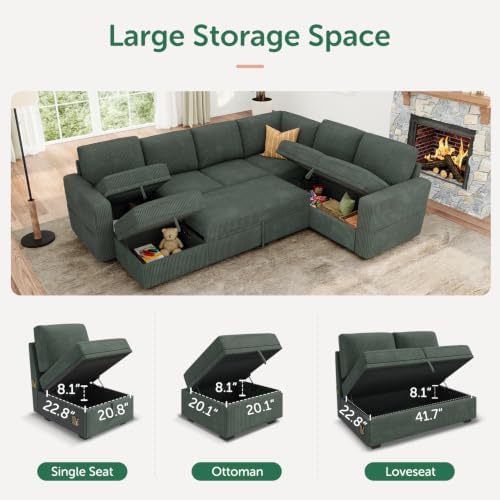 HONBAY 106.2'' Modular Sectional Sleeper Sofa - Image 3