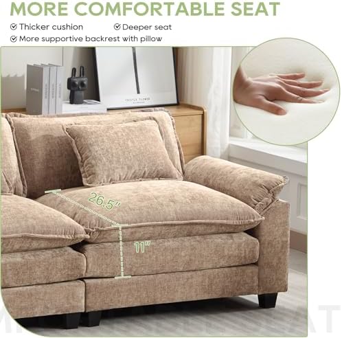 Oprisen 2 Pieces Cloud Couch Set, Upholstered Comfy Modular Sectional Sofa Deep - Image 5