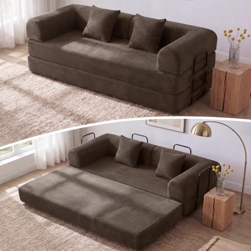 79" Convertible Futon Sofa Bed, Boneless Couch by ZQRhome