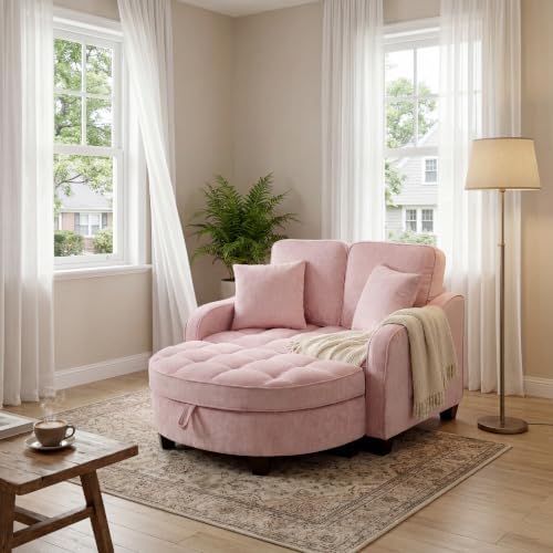ERYE Chenille Tufted Loveseat Sofa and Ottoman Set by ERYE